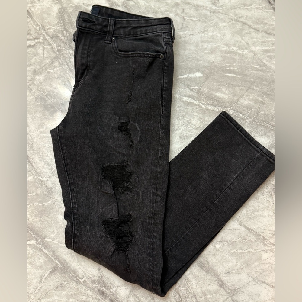 Aeropostale Men's Distressed Black Skinny Jeans